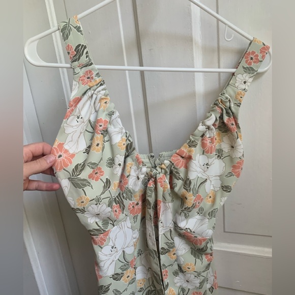 Abercrombie & Fitch Midi Floral Dress Green Pink XS - Picture 7 of 7